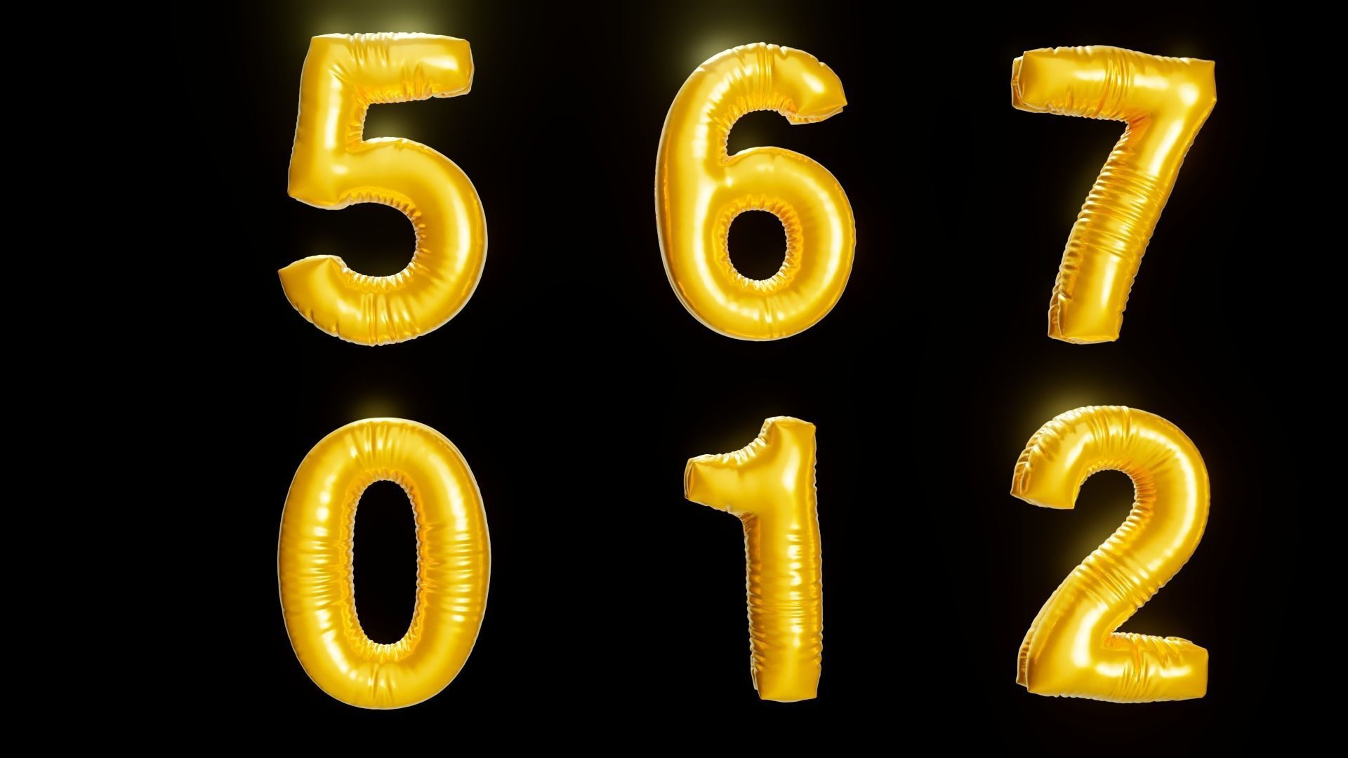 Foil Balloon Numbers 3D model_1