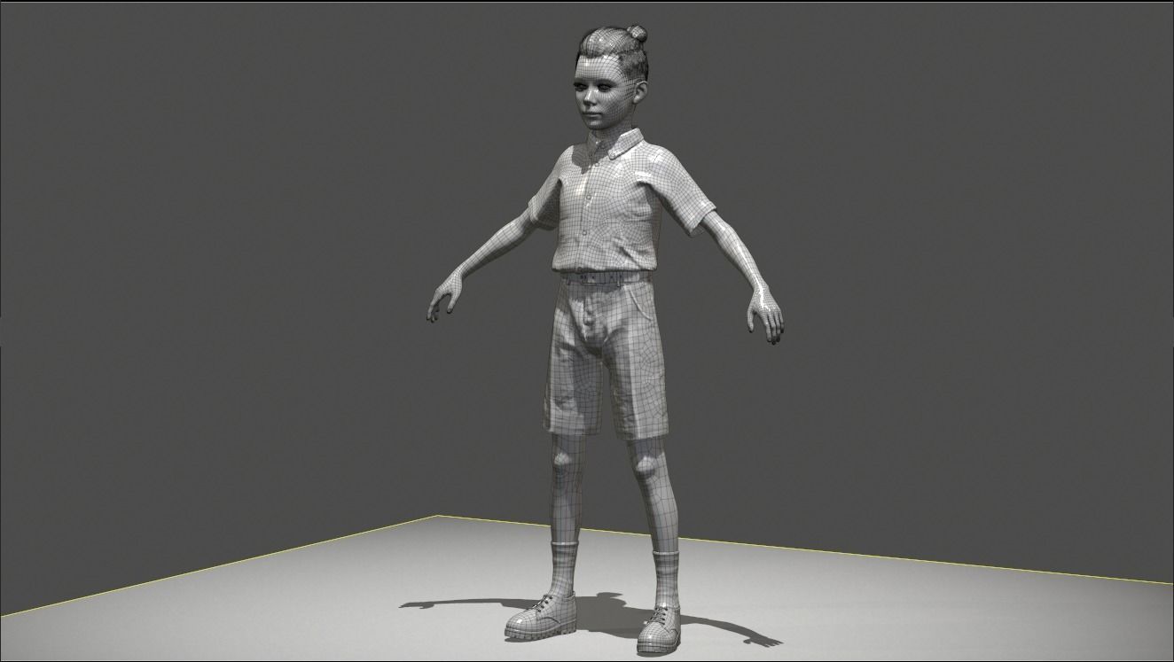 School Boy Low-poly 3D model_26