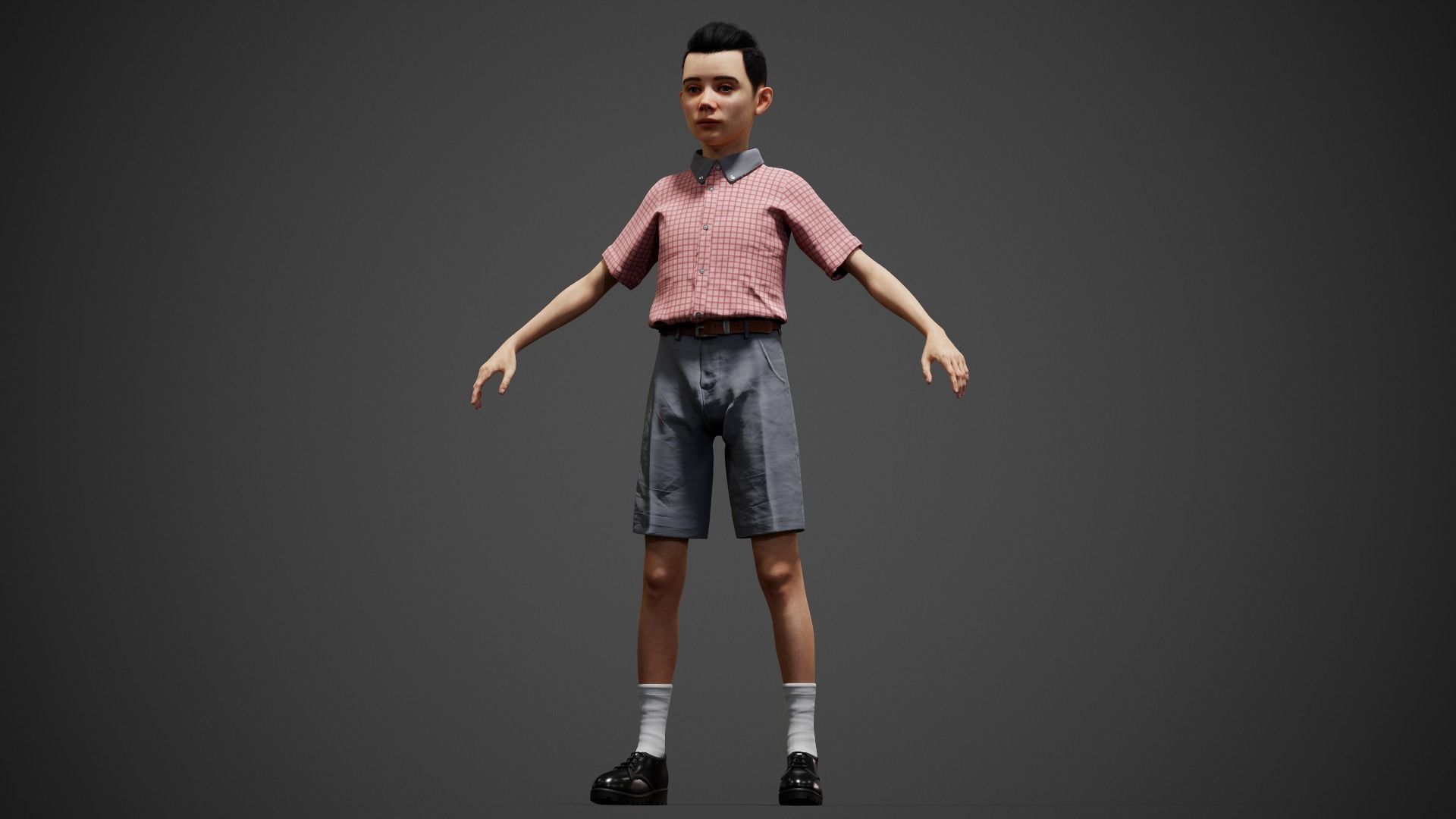 School Boy Low-poly 3D model_9