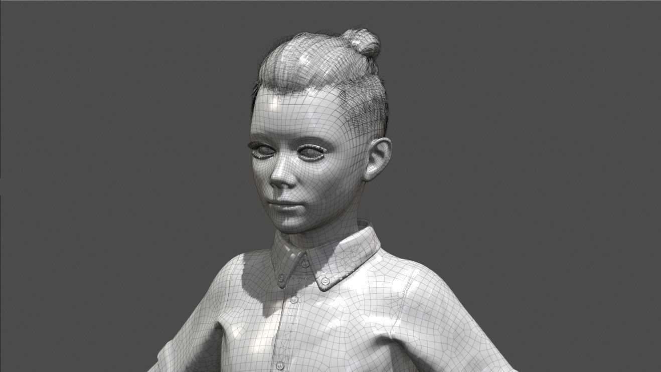 School Boy Low-poly 3D model_25