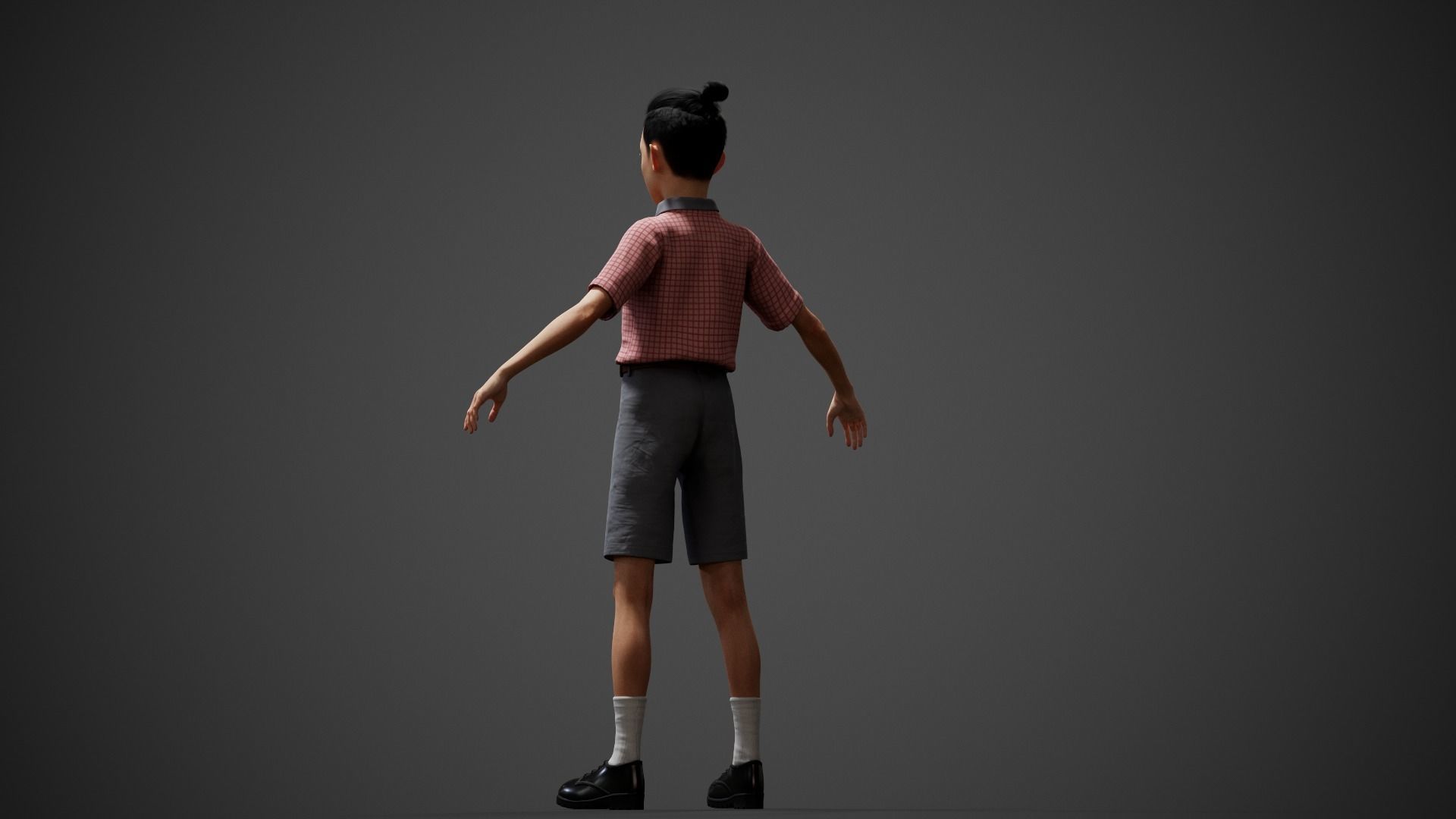 School Boy Low-poly 3D model_11