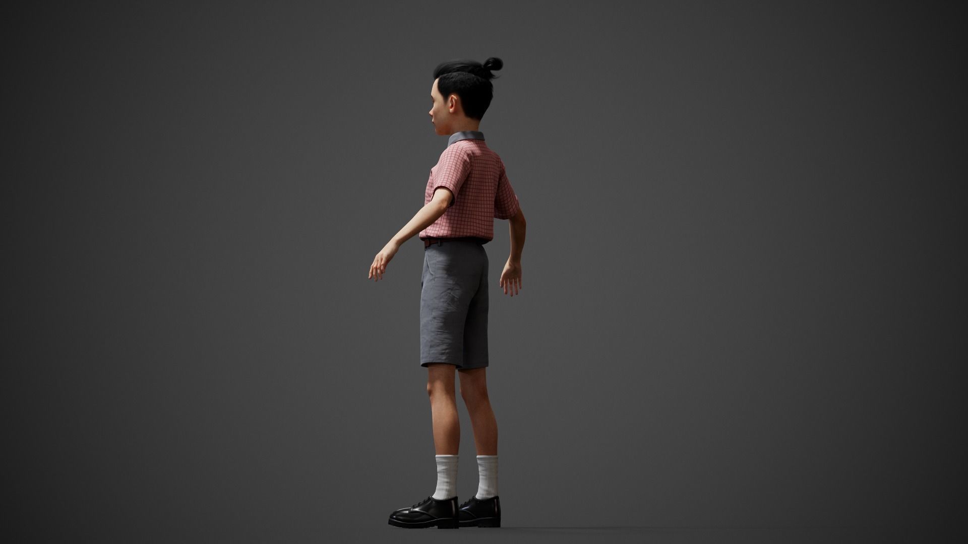 School Boy Low-poly 3D model_12