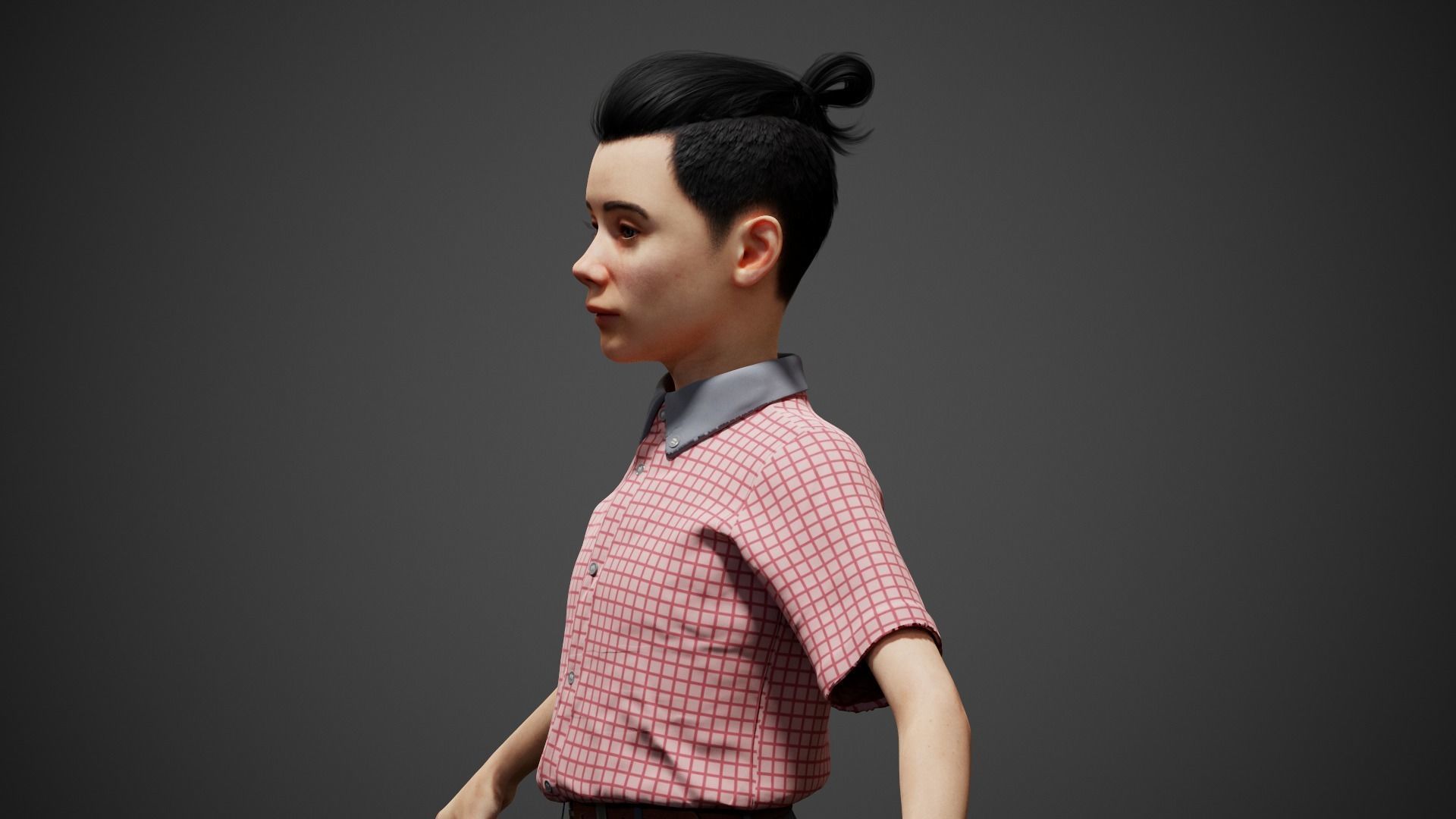 School Boy Low-poly 3D model_7