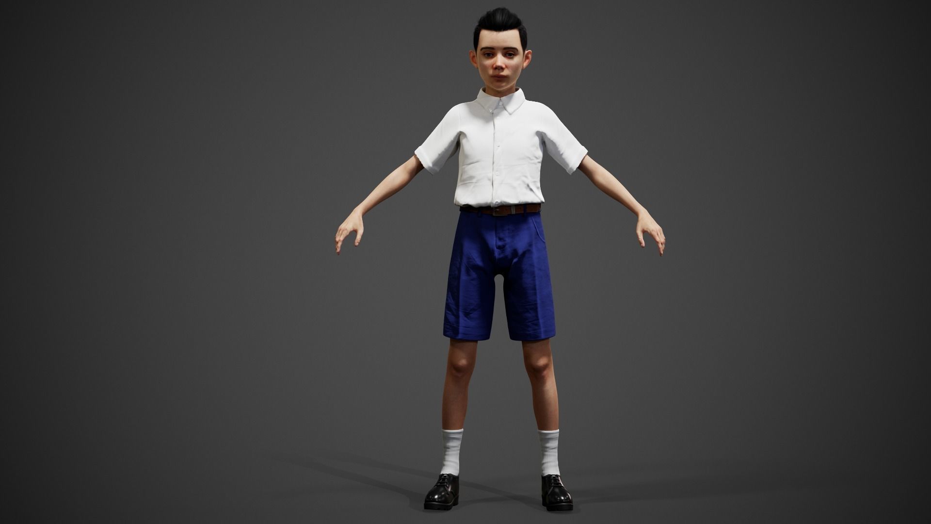 School Boy Low-poly 3D model_21