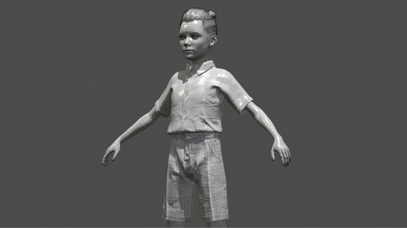School Boy Low-poly 3D model_24
