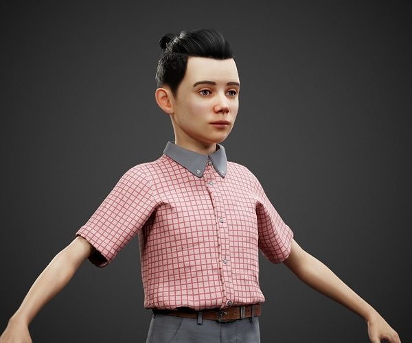 School Boy Low-poly 3D model