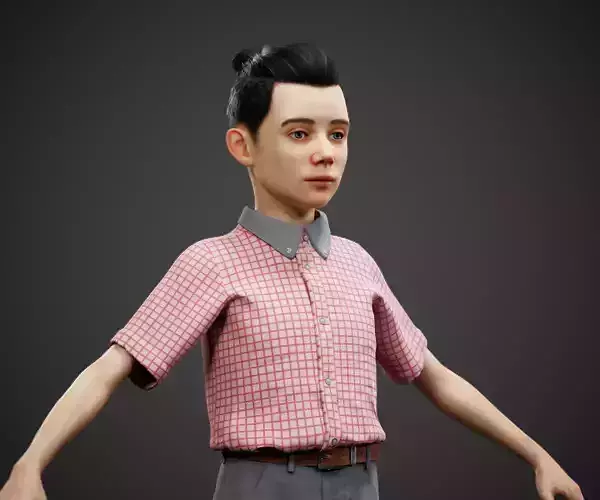 School Boy Low-poly 3D model