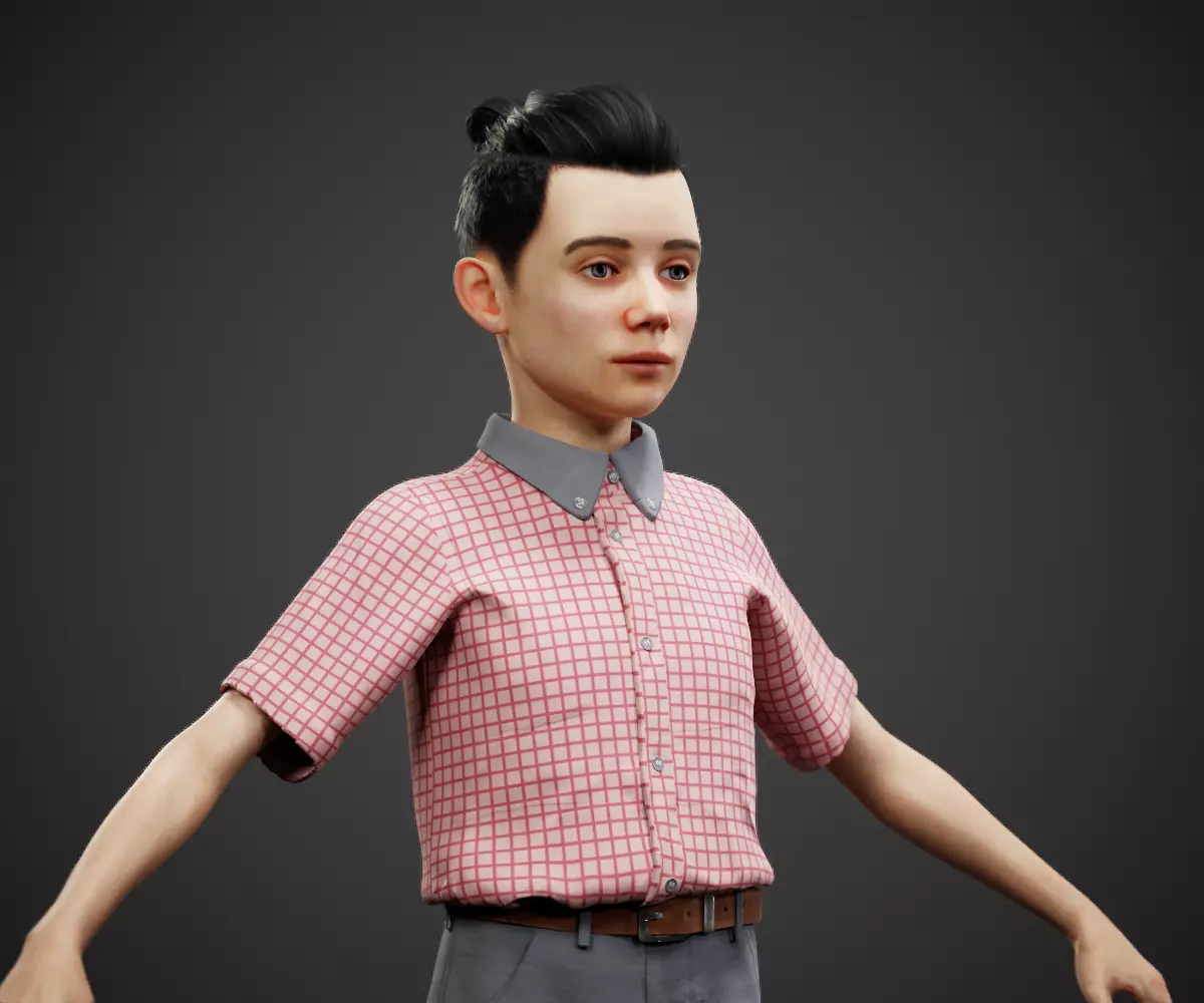 School Boy Low-poly 3D model_0