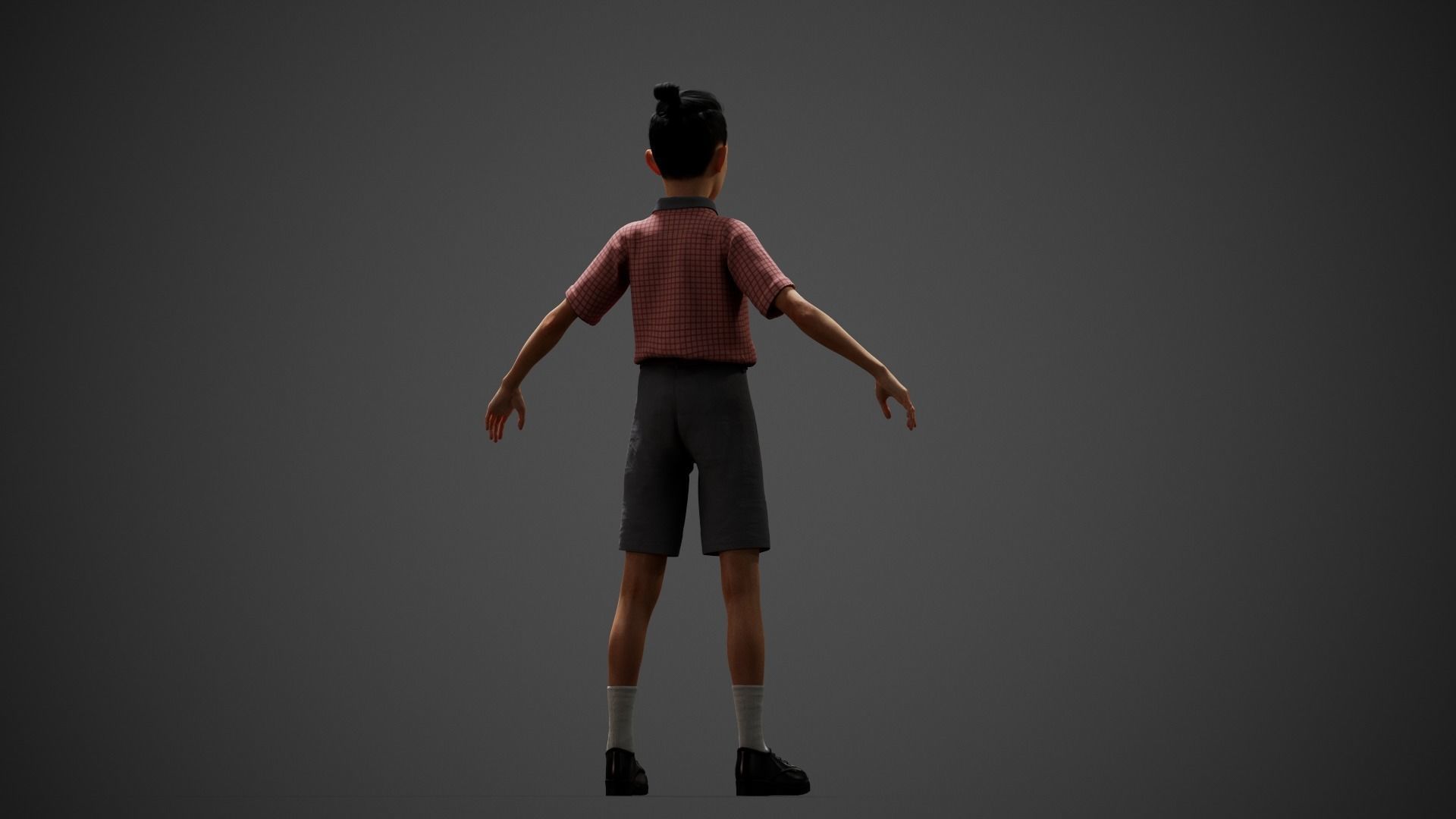 School Boy Low-poly 3D model_10