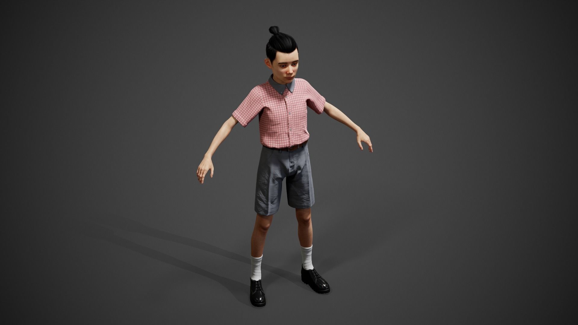 School Boy Low-poly 3D model_16