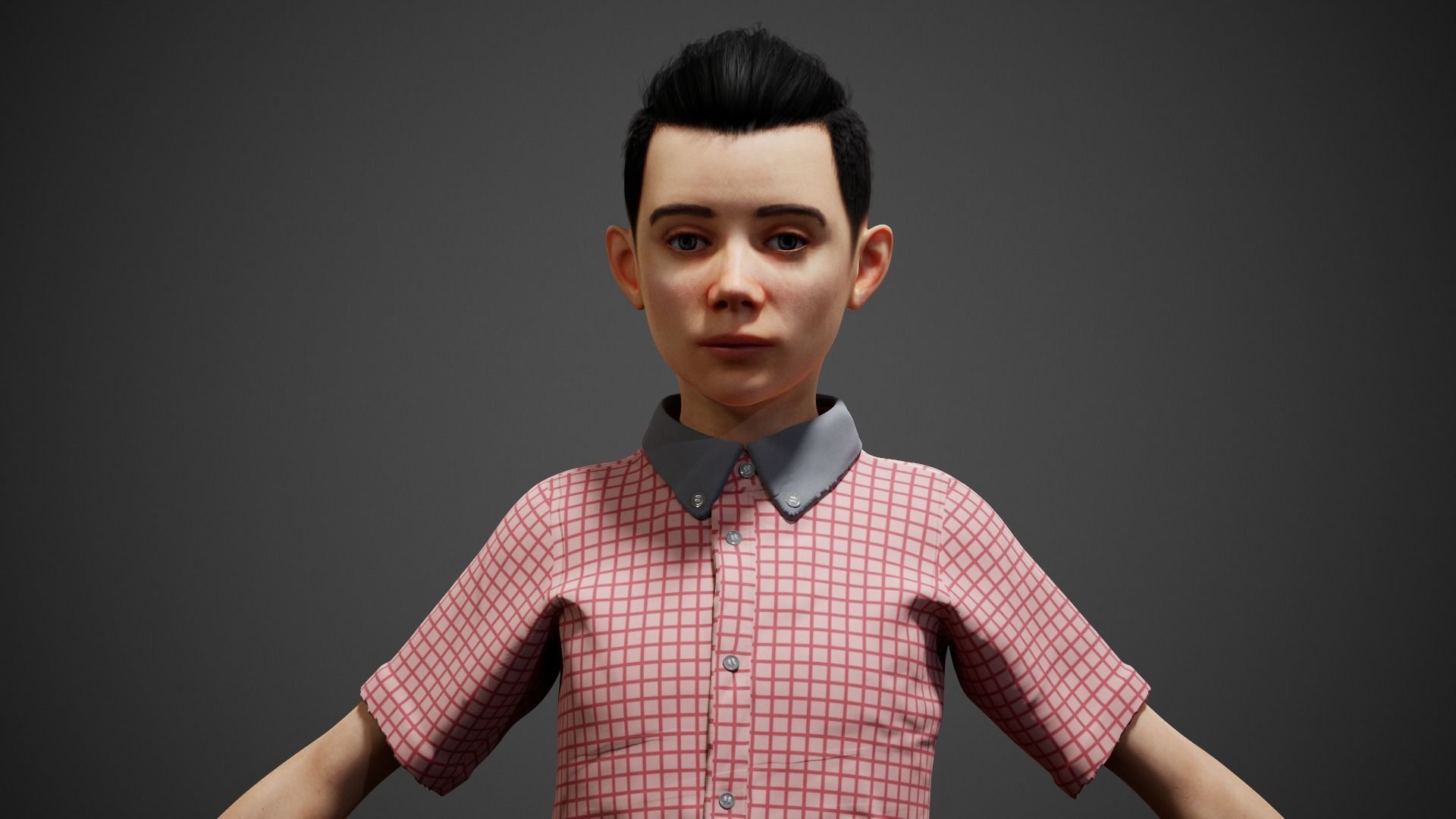 School Boy Low-poly 3D model_2