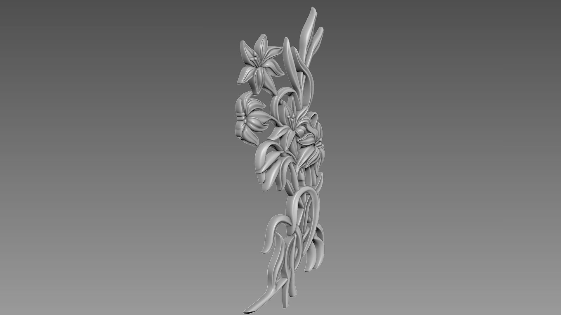 Lily Flowers Bas-Relief 3D model_2