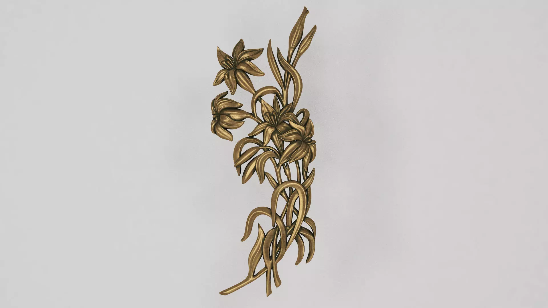Lily Flowers Bas-Relief 3D model_0