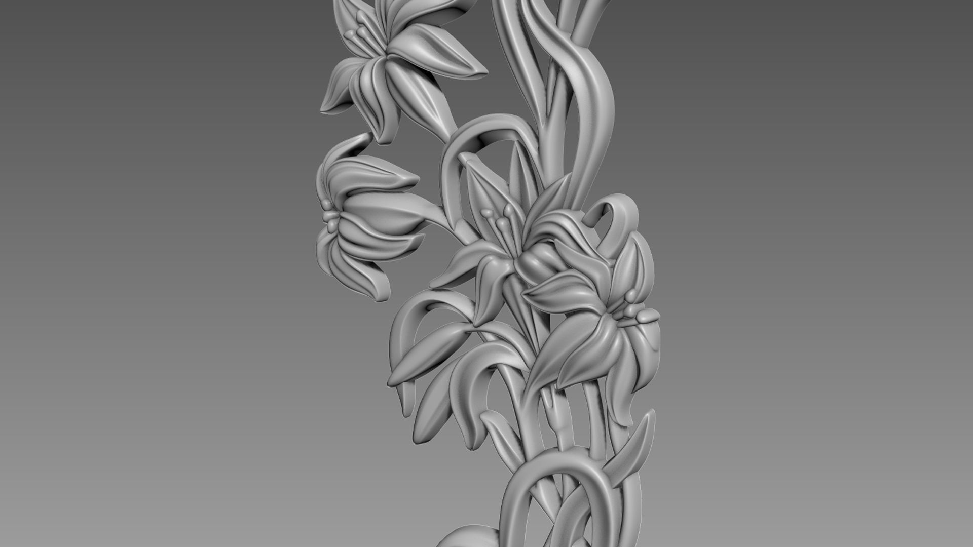 Lily Flowers Bas-Relief 3D model_6