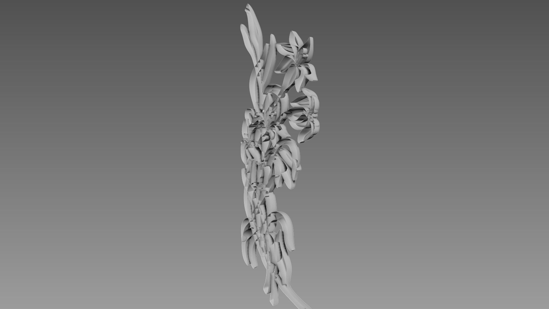 Lily Flowers Bas-Relief 3D model_4