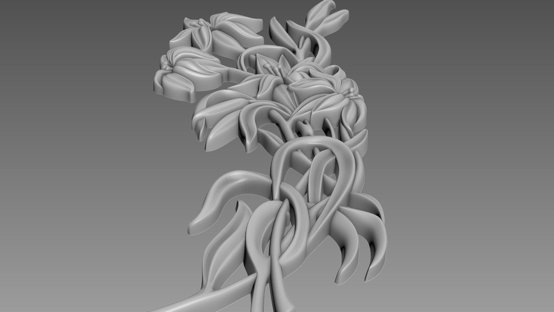 Lily Flowers Bas-Relief 3D model_5