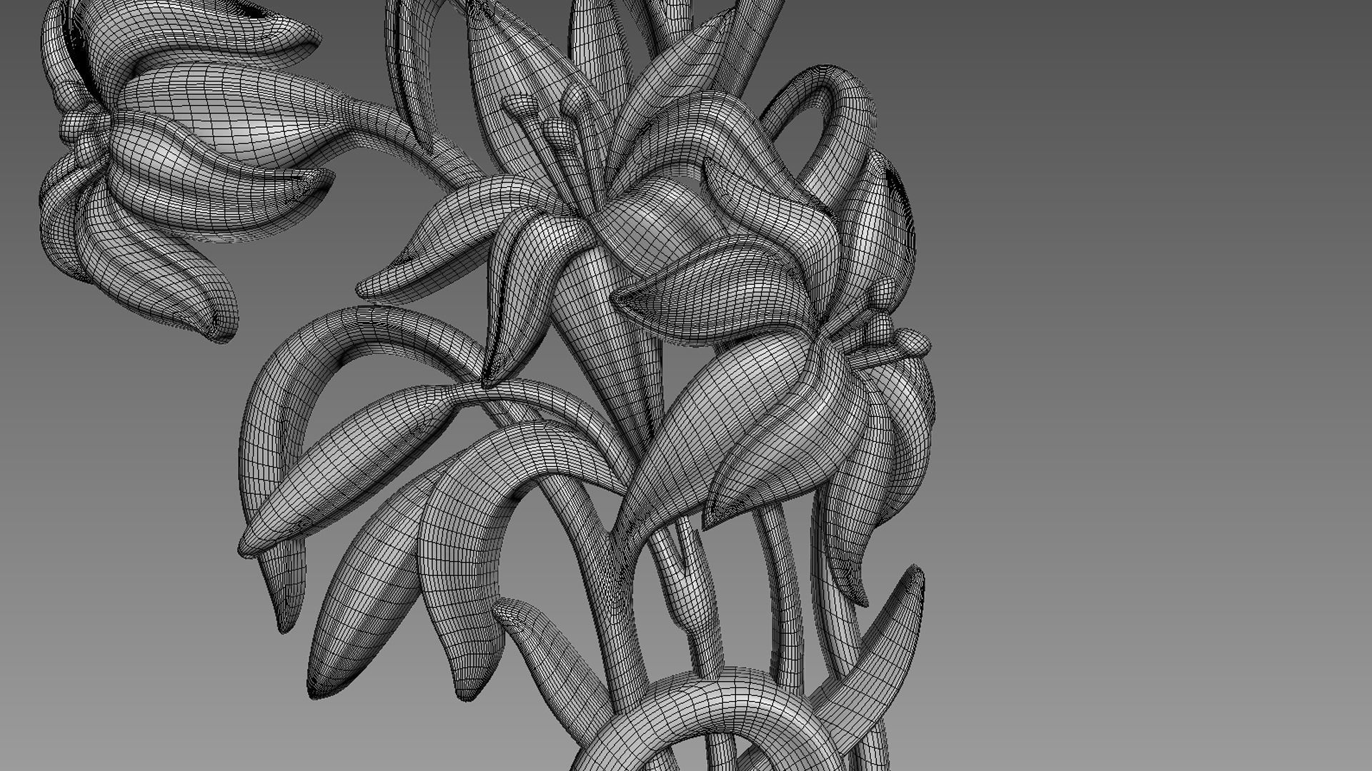 Lily Flowers Bas-Relief 3D model_8