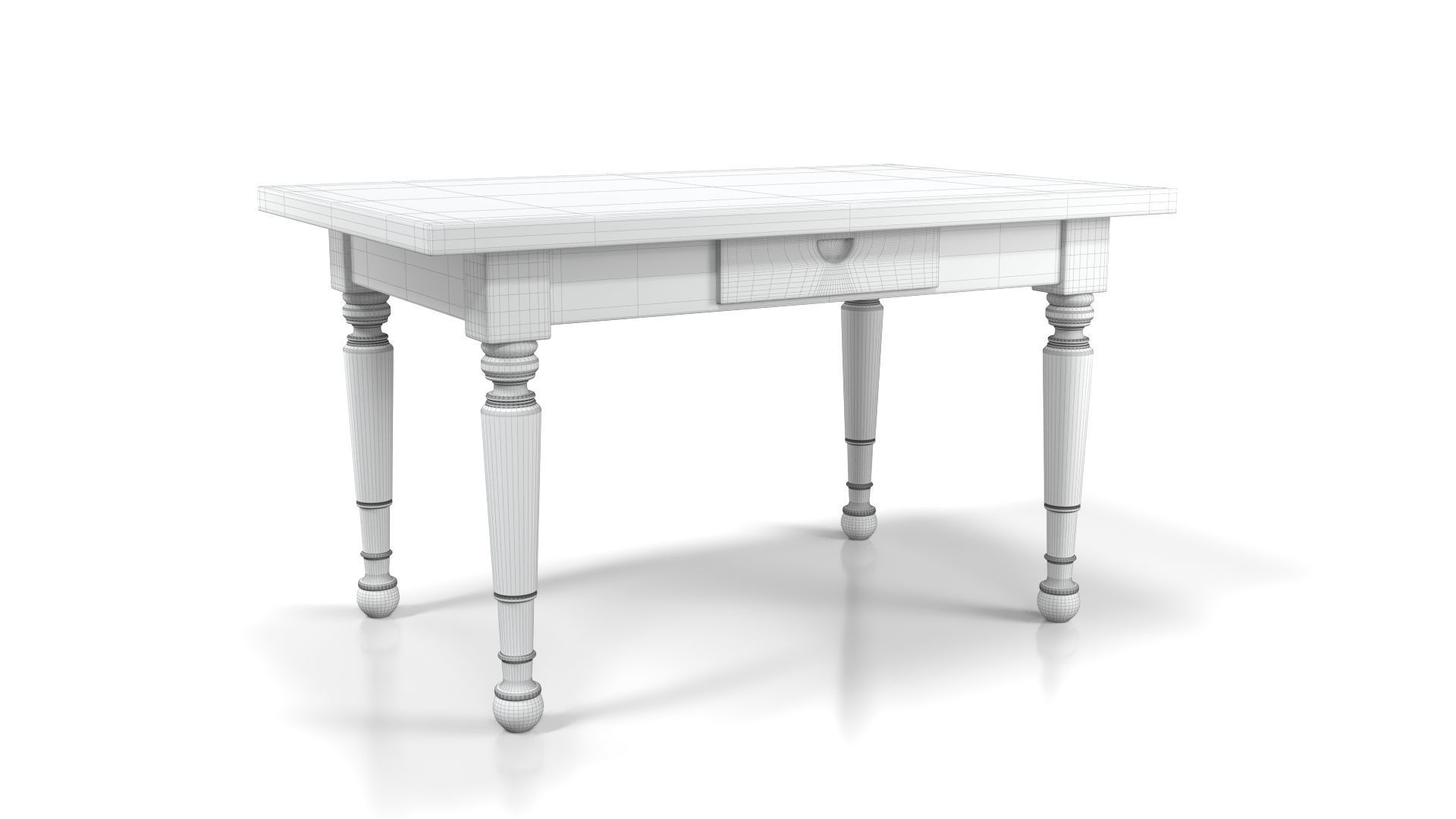 Dutch Colonial Javanese Teak Desk 3D model_2