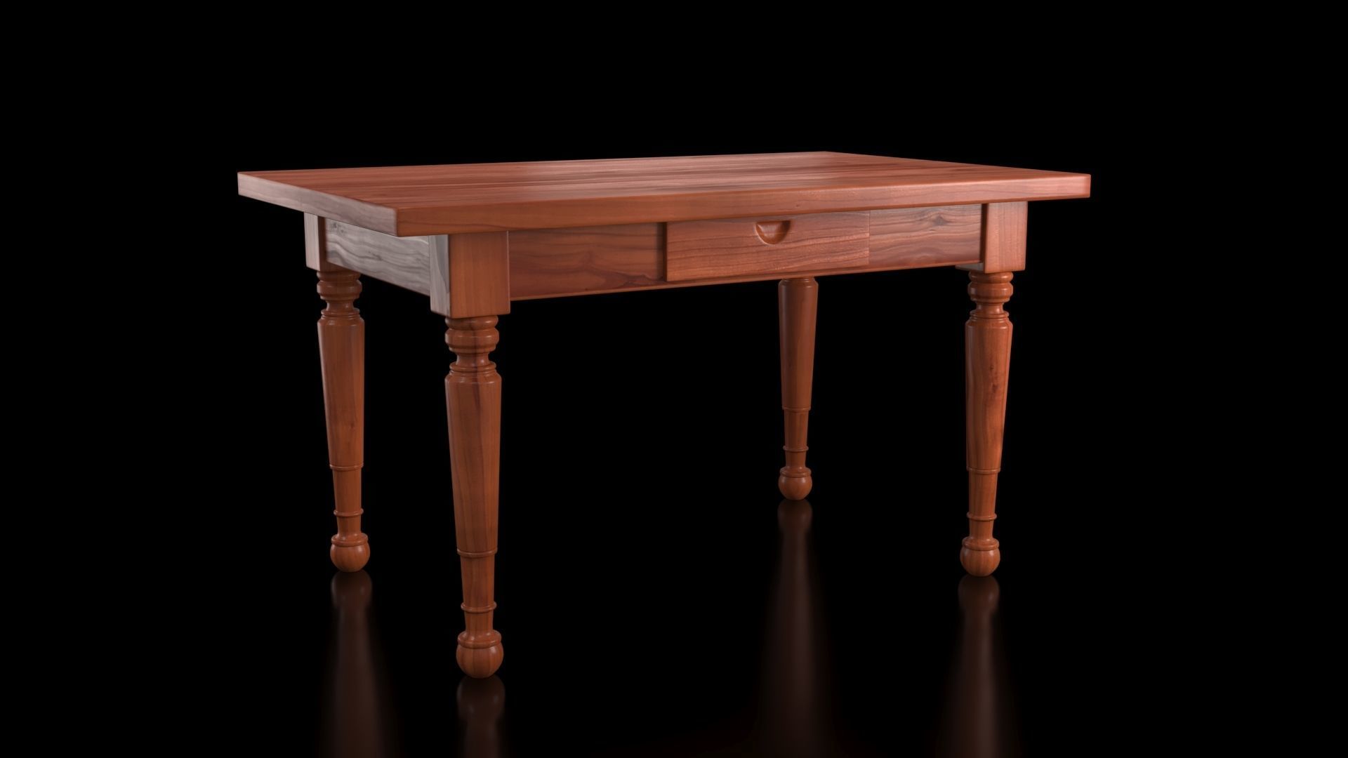 Dutch Colonial Javanese Teak Desk 3D model_1