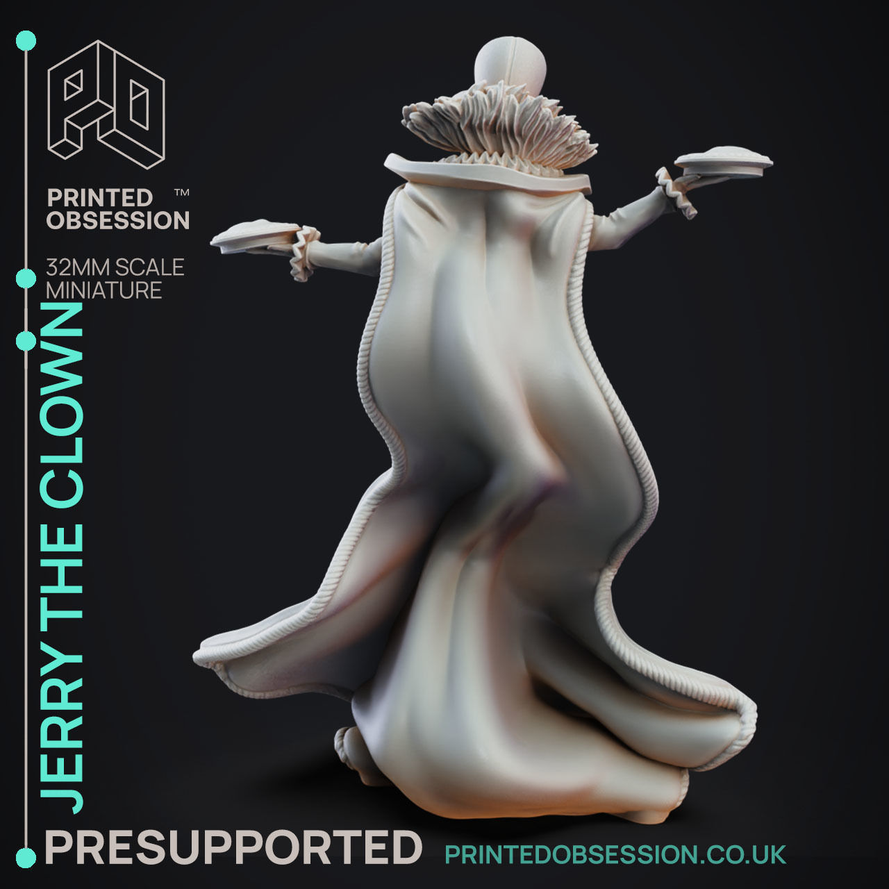 Jerry the Clown - 3D Printable TTRPG - PRESUPPORTED - 32mm Scale 3D print model_3