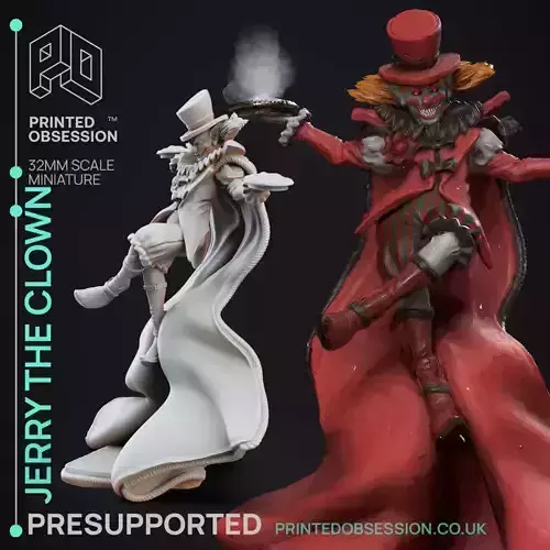 Jerry the Clown - 3D Printable TTRPG - PRESUPPORTED - 32mm Scale
