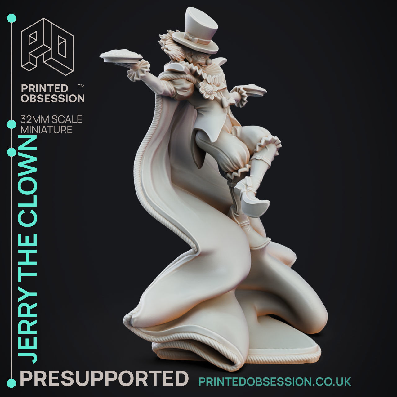 Jerry the Clown - 3D Printable TTRPG - PRESUPPORTED - 32mm Scale 3D print model_4