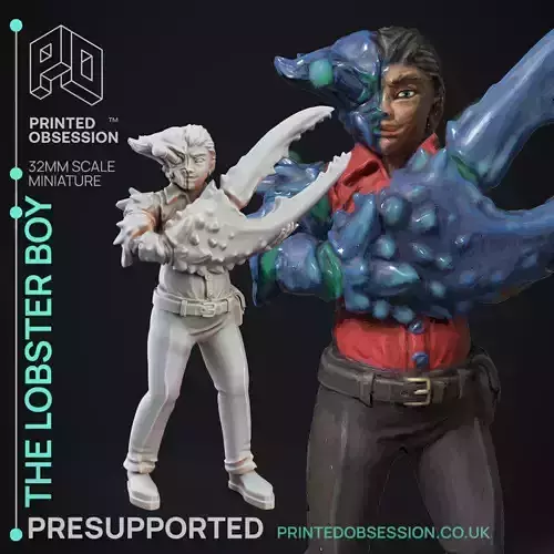 Lobster Boy - 3D Printable TTRPG - PRESUPPORTED - 32mm Scale