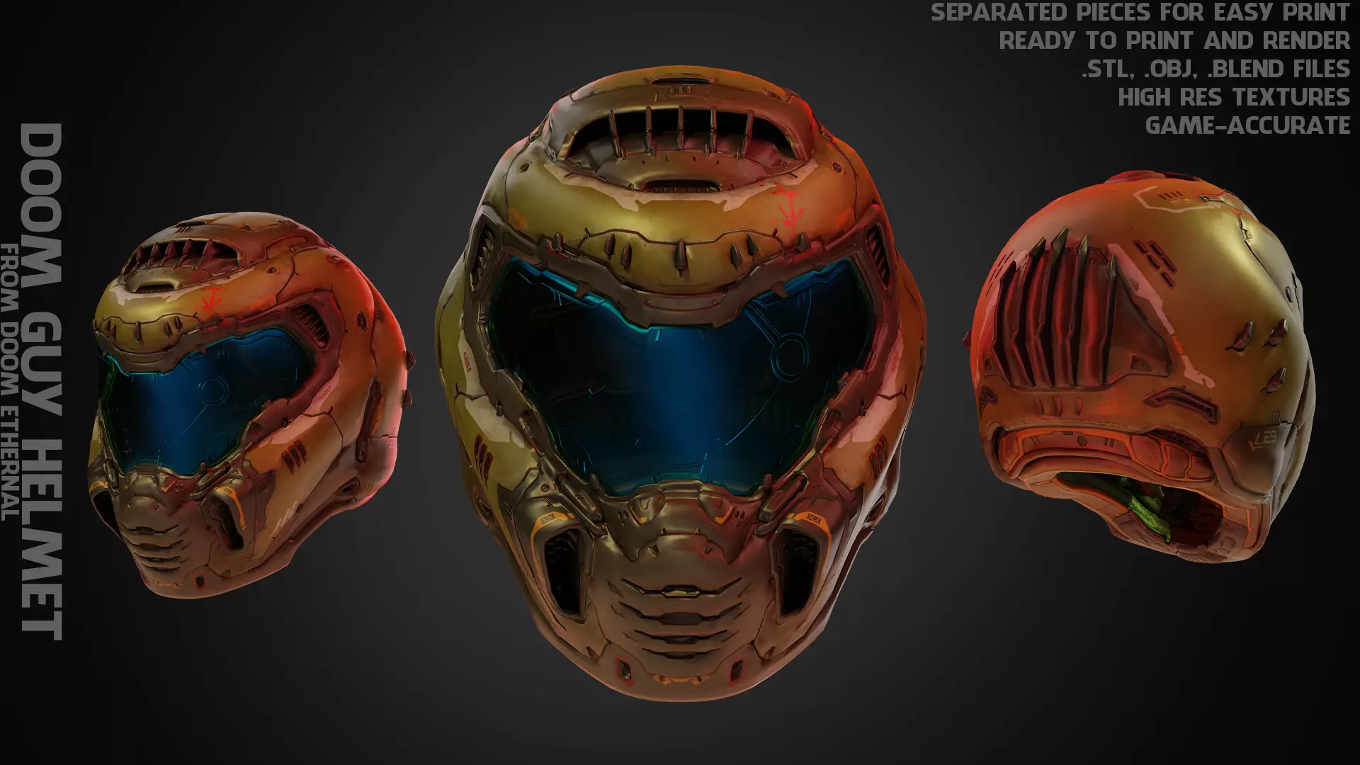 Doom Guy Helmet for Cosplay 3D print model_0