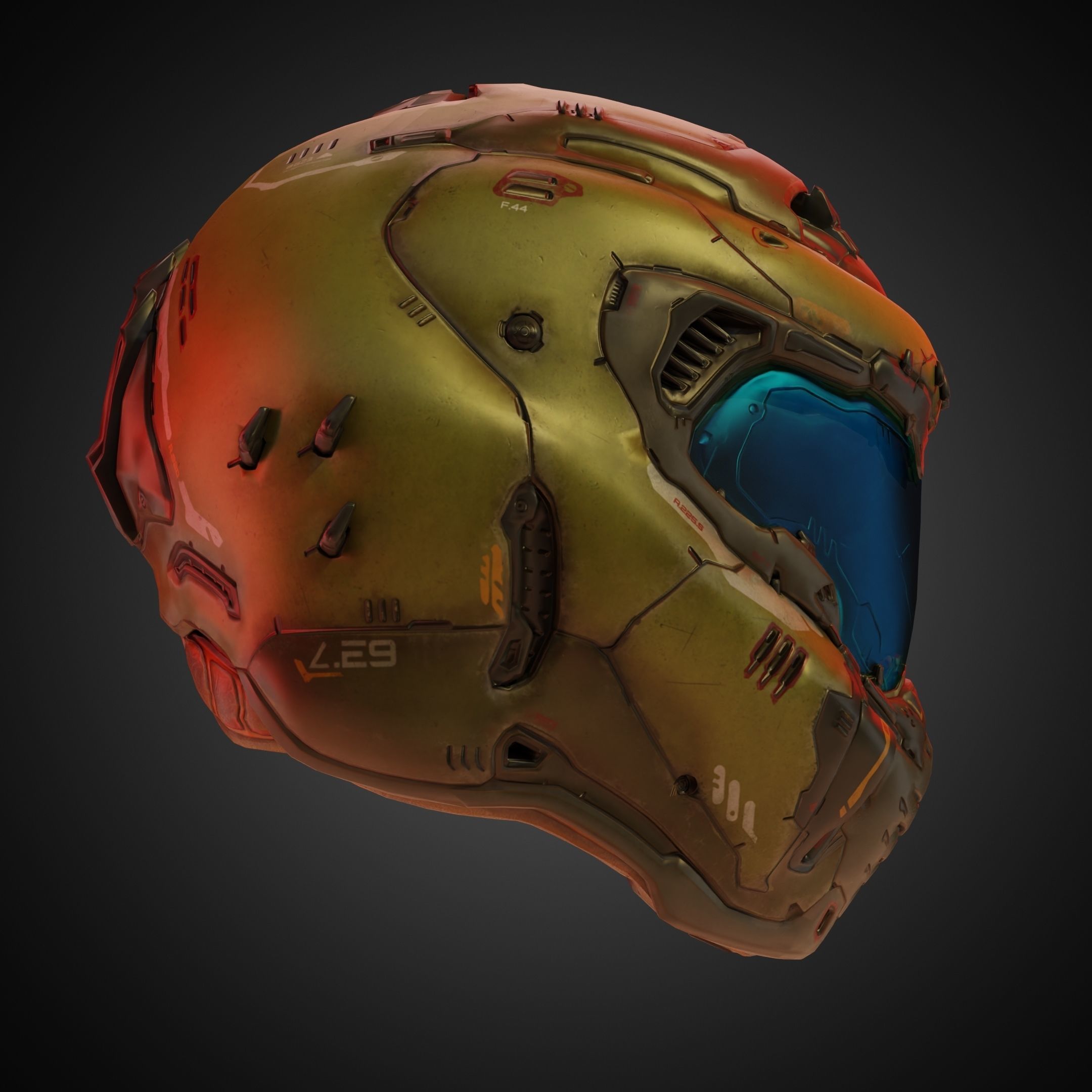 Doom Guy Helmet for Cosplay 3D print model_7