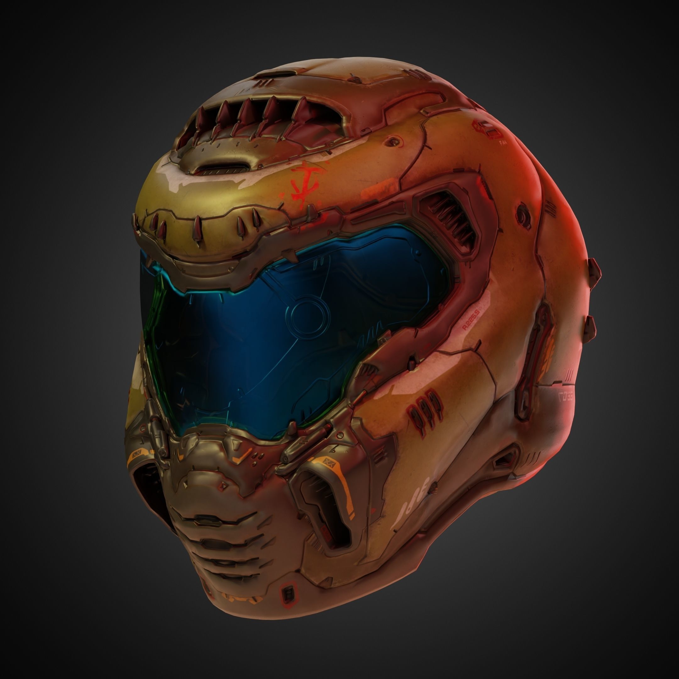 Doom Guy Helmet for Cosplay 3D print model_2