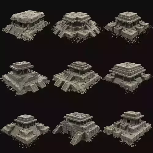 ANCIENT TEMPLE RUINS AZTEC MAYAN INCA PLATFORM RUIN COLLECTION Low-poly 3D model
