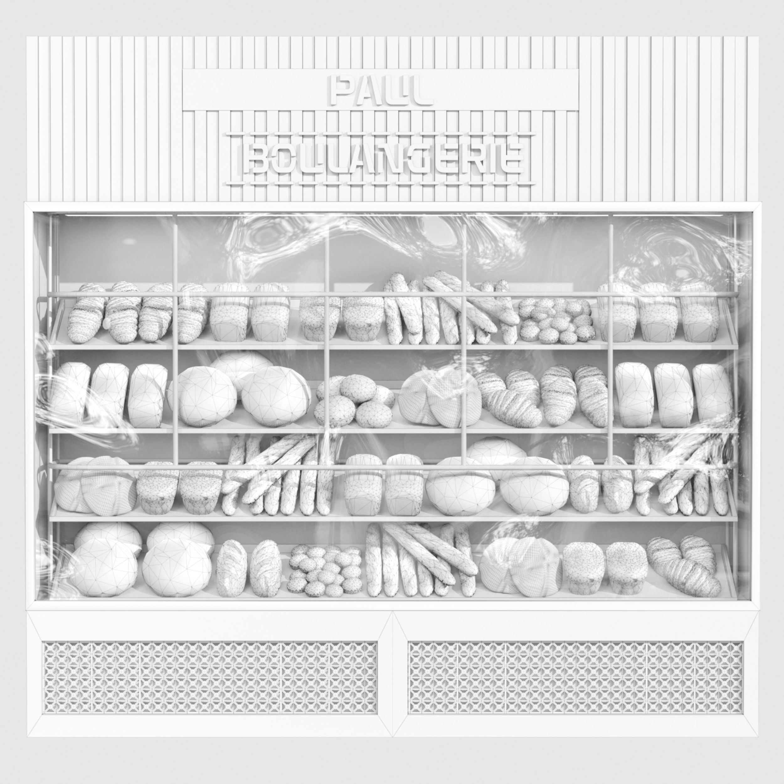 Showcase in a bakery with pastries 3D model_1