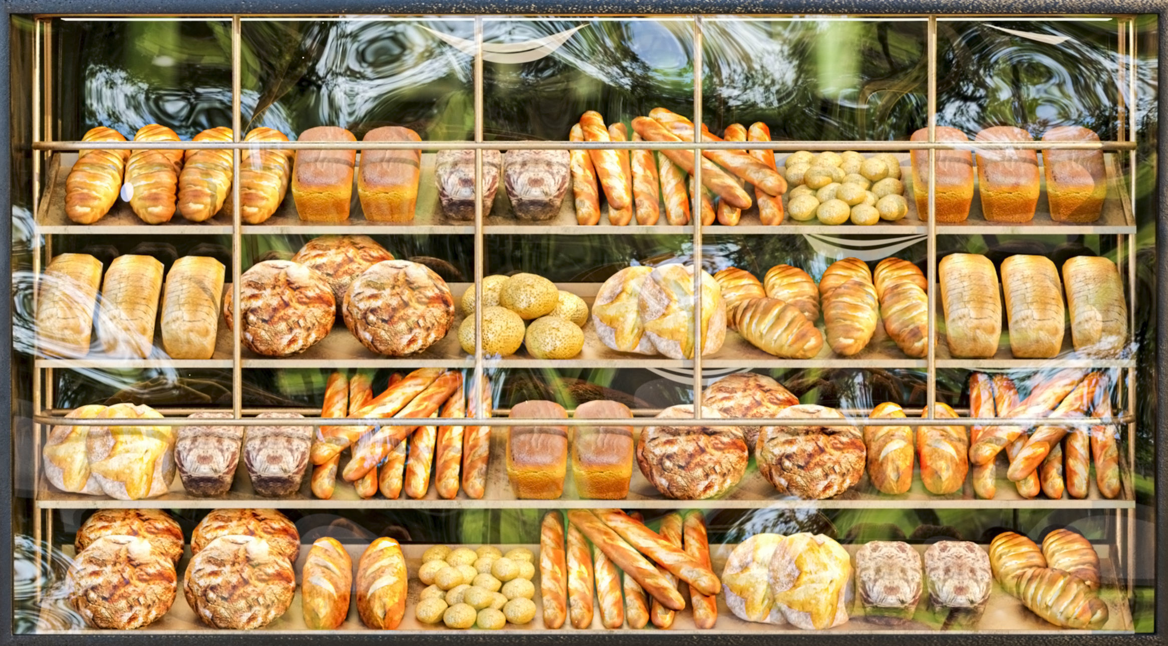 Showcase in a bakery with pastries 3D model_3