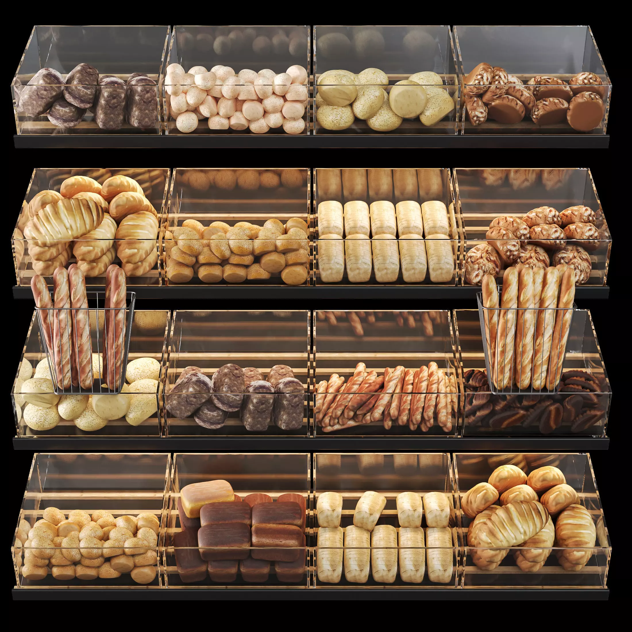 Rack with bread and bakery products 3D model_0