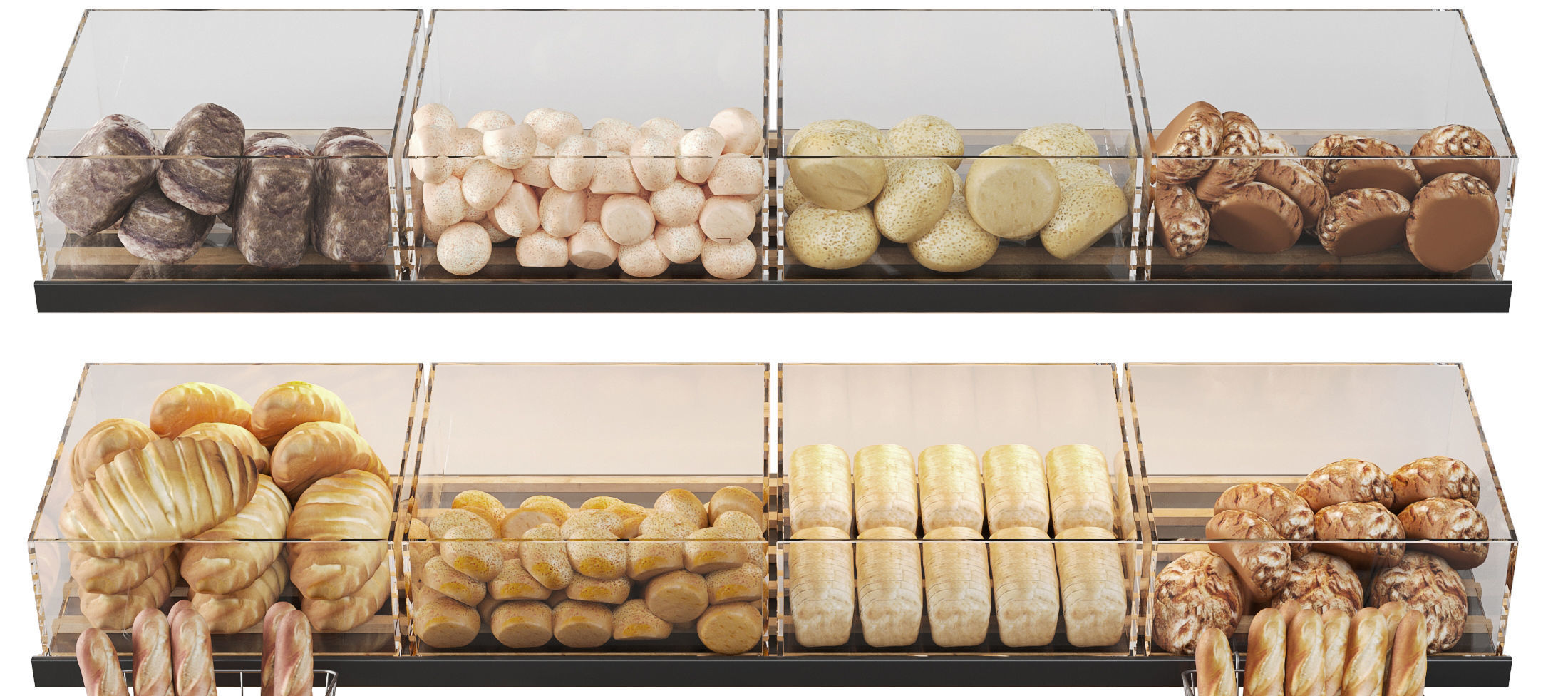 Rack with bread and bakery products 3D model_3