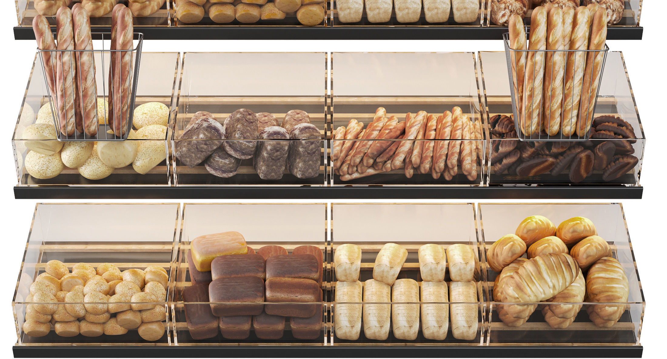 Rack with bread and bakery products 3D model_4