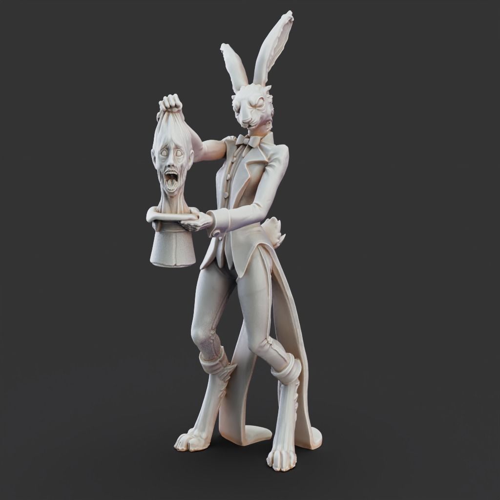 Rabbit Mage - 3D Printable TTRPG - PRESUPPORTED - 32mm Scale 3D print model_7