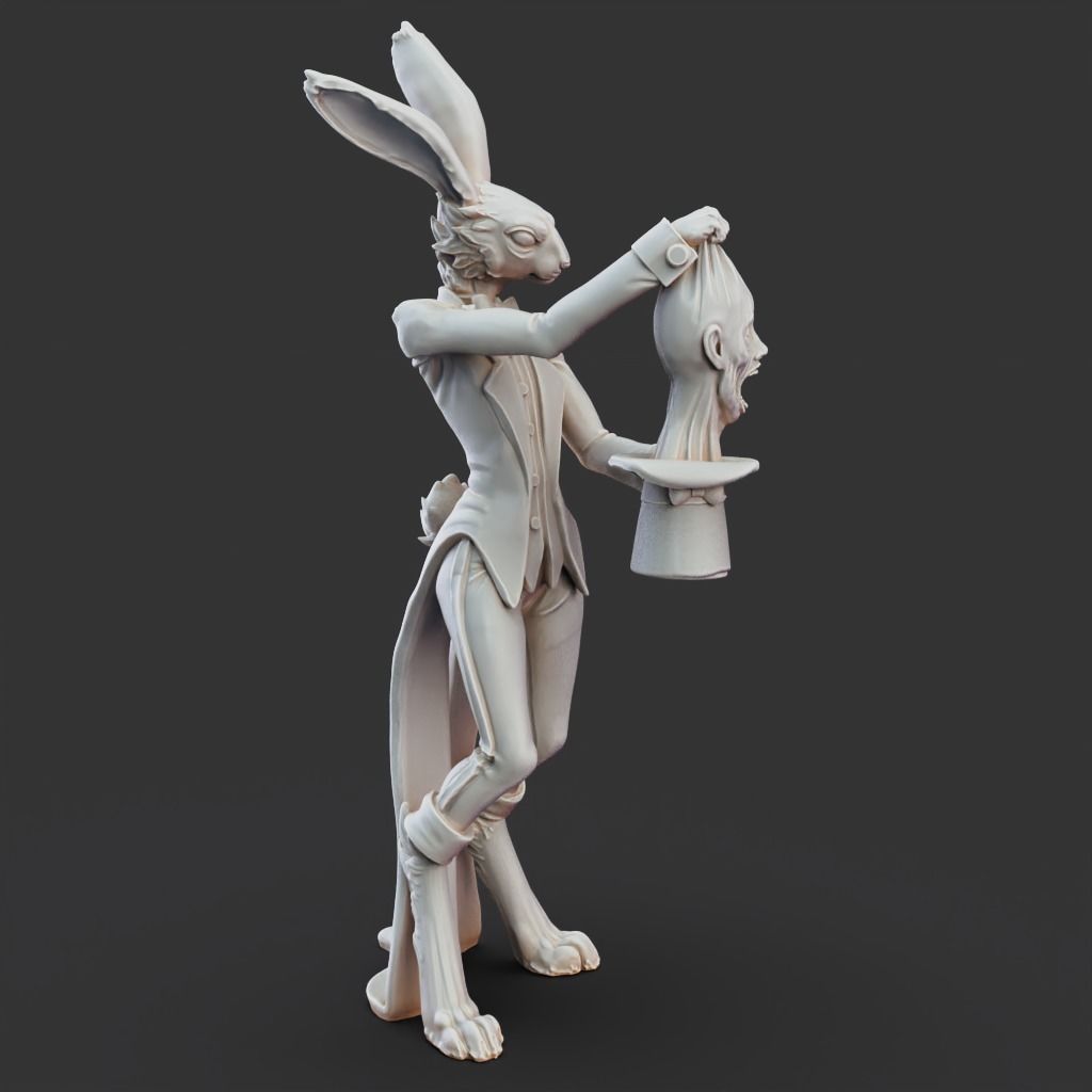 Rabbit Mage - 3D Printable TTRPG - PRESUPPORTED - 32mm Scale 3D print model_6