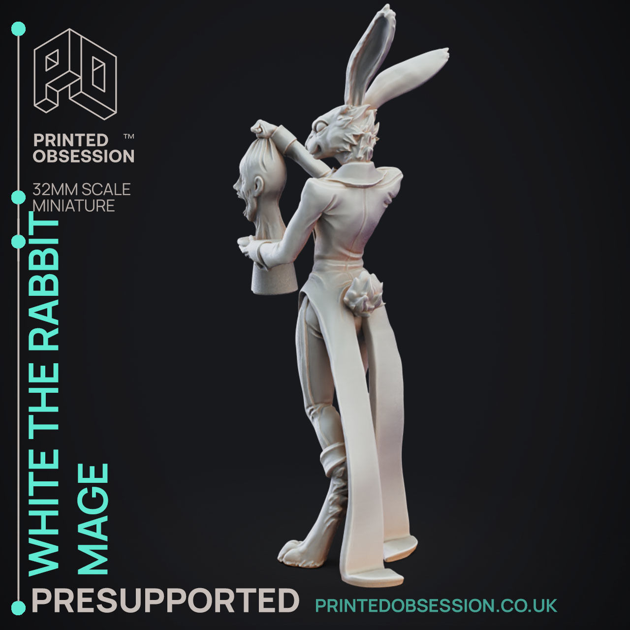 Rabbit Mage - 3D Printable TTRPG - PRESUPPORTED - 32mm Scale 3D print model_1