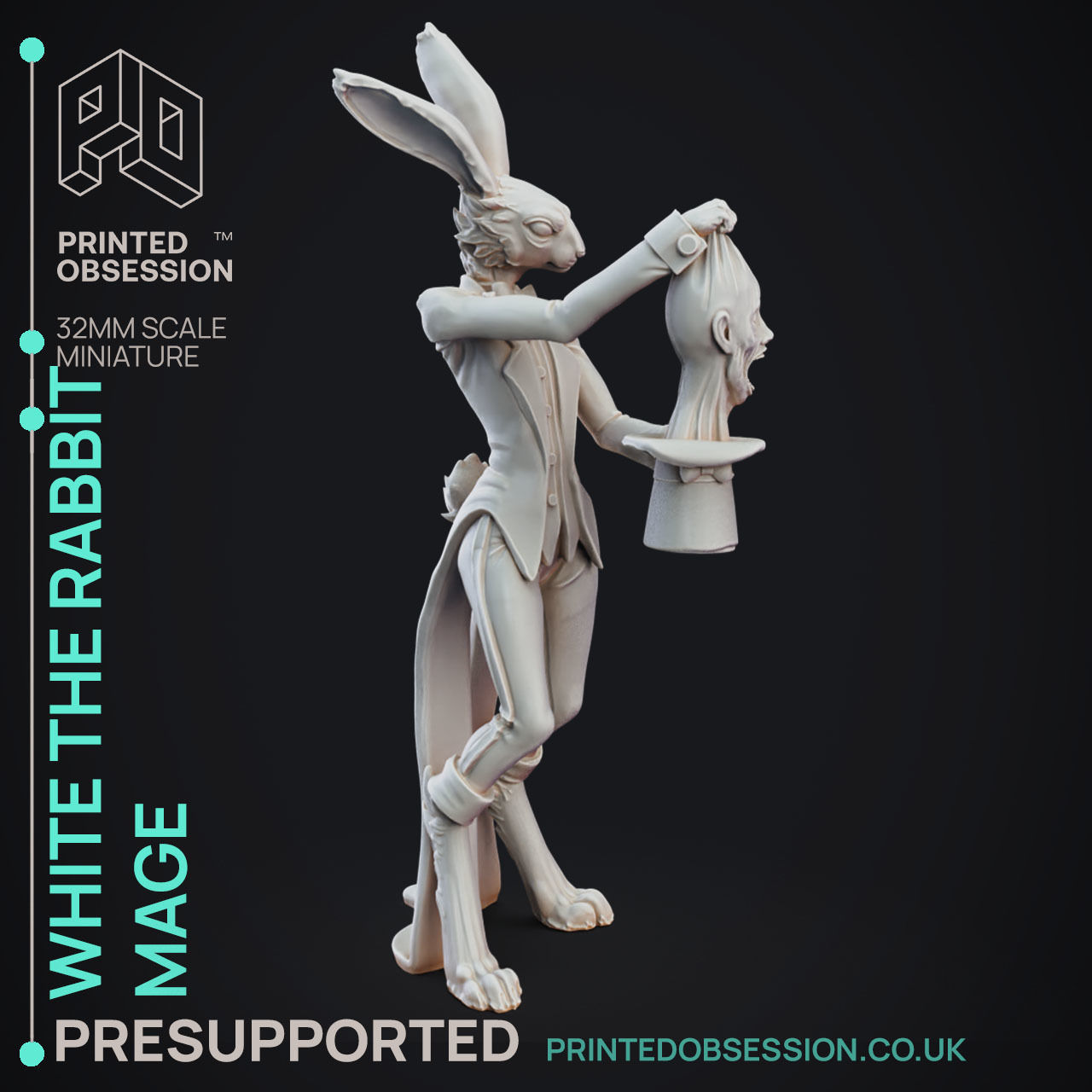 Rabbit Mage - 3D Printable TTRPG - PRESUPPORTED - 32mm Scale 3D print model_2