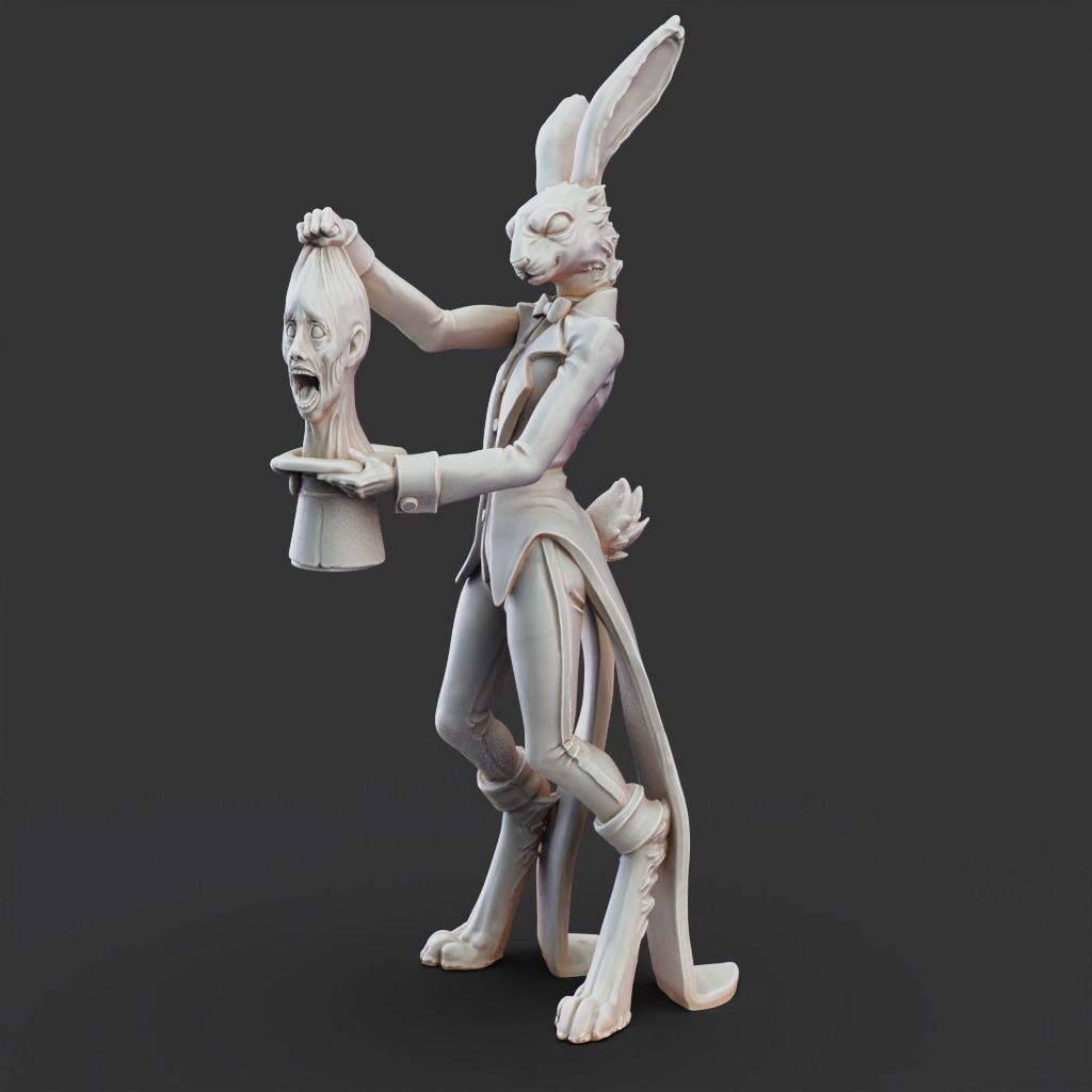 Rabbit Mage - 3D Printable TTRPG - PRESUPPORTED - 32mm Scale 3D print model_3