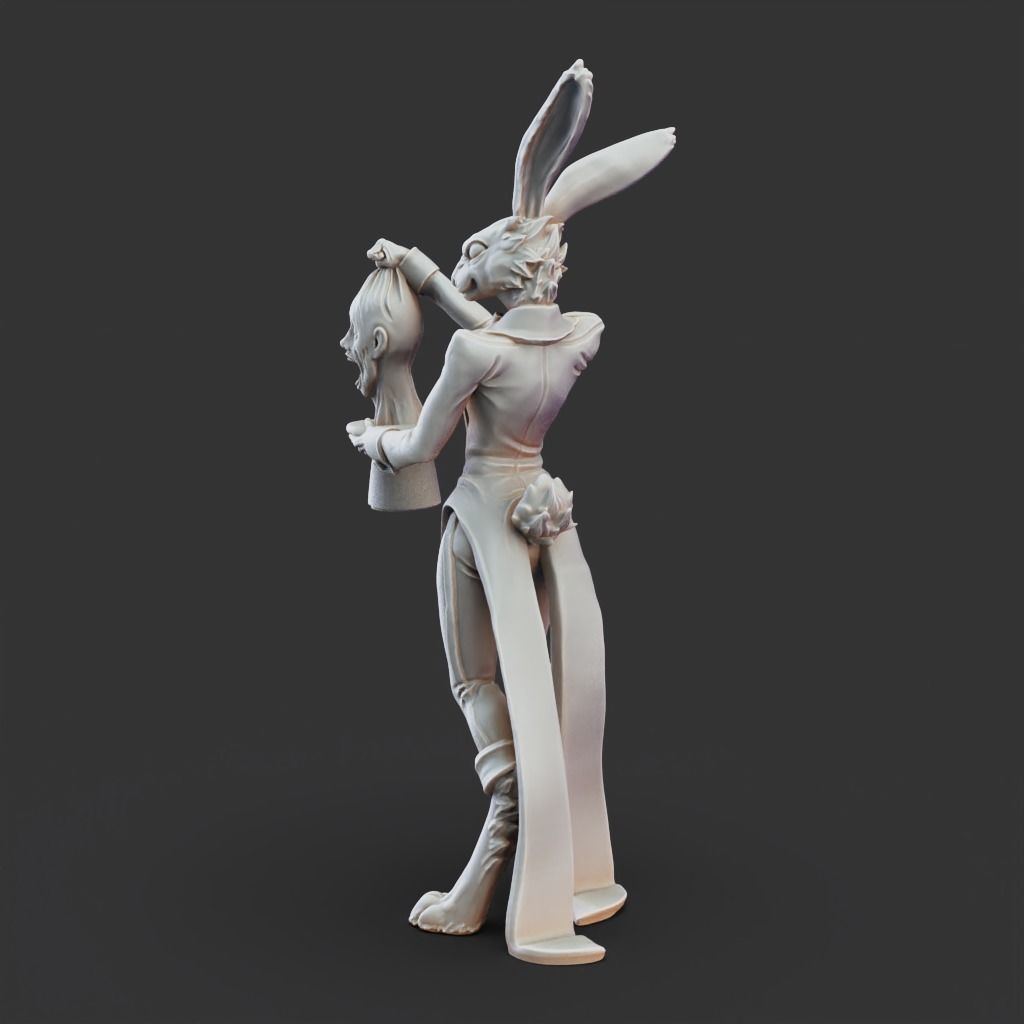 Rabbit Mage - 3D Printable TTRPG - PRESUPPORTED - 32mm Scale 3D print model_5