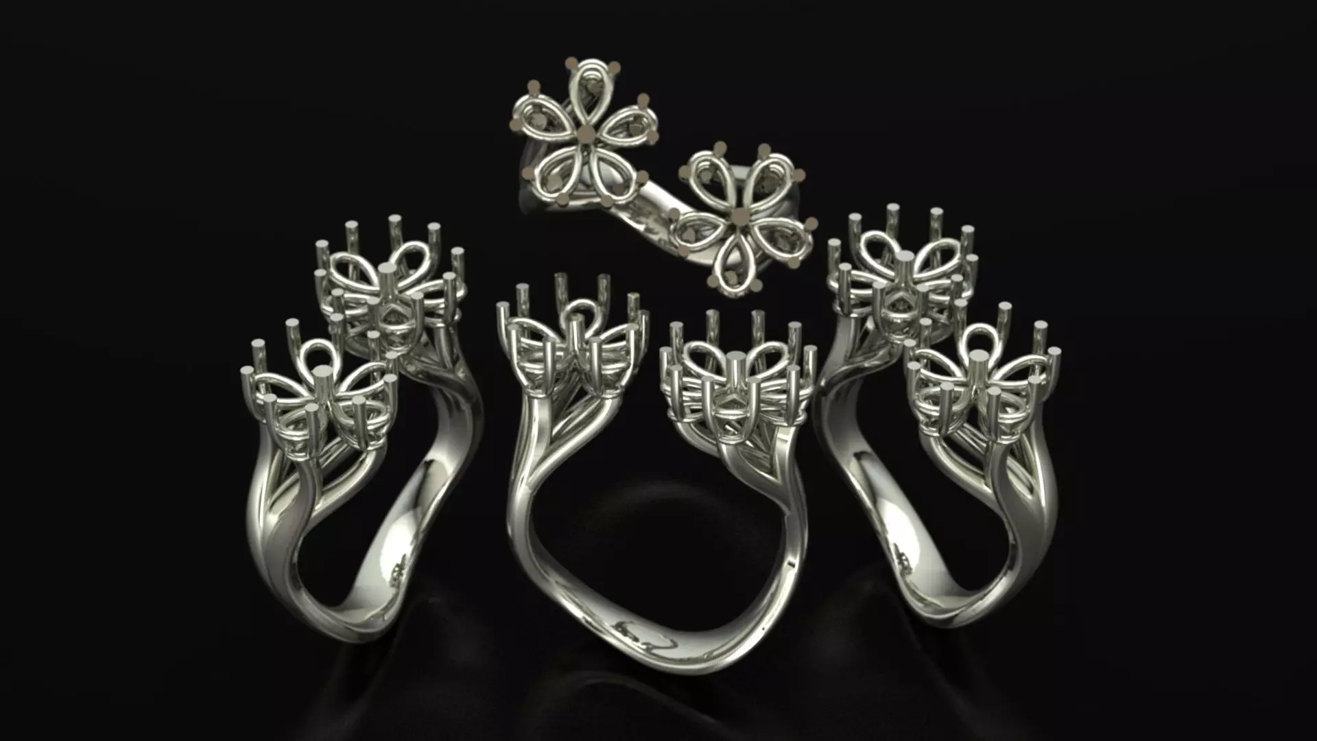 Flower Two Rings 3D print model_0