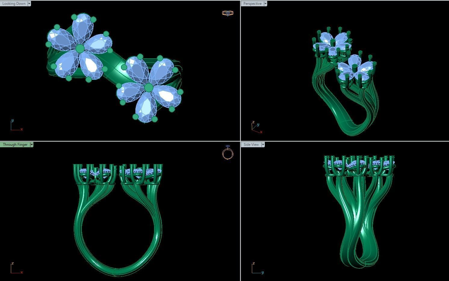 Flower Two Rings 3D print model_1