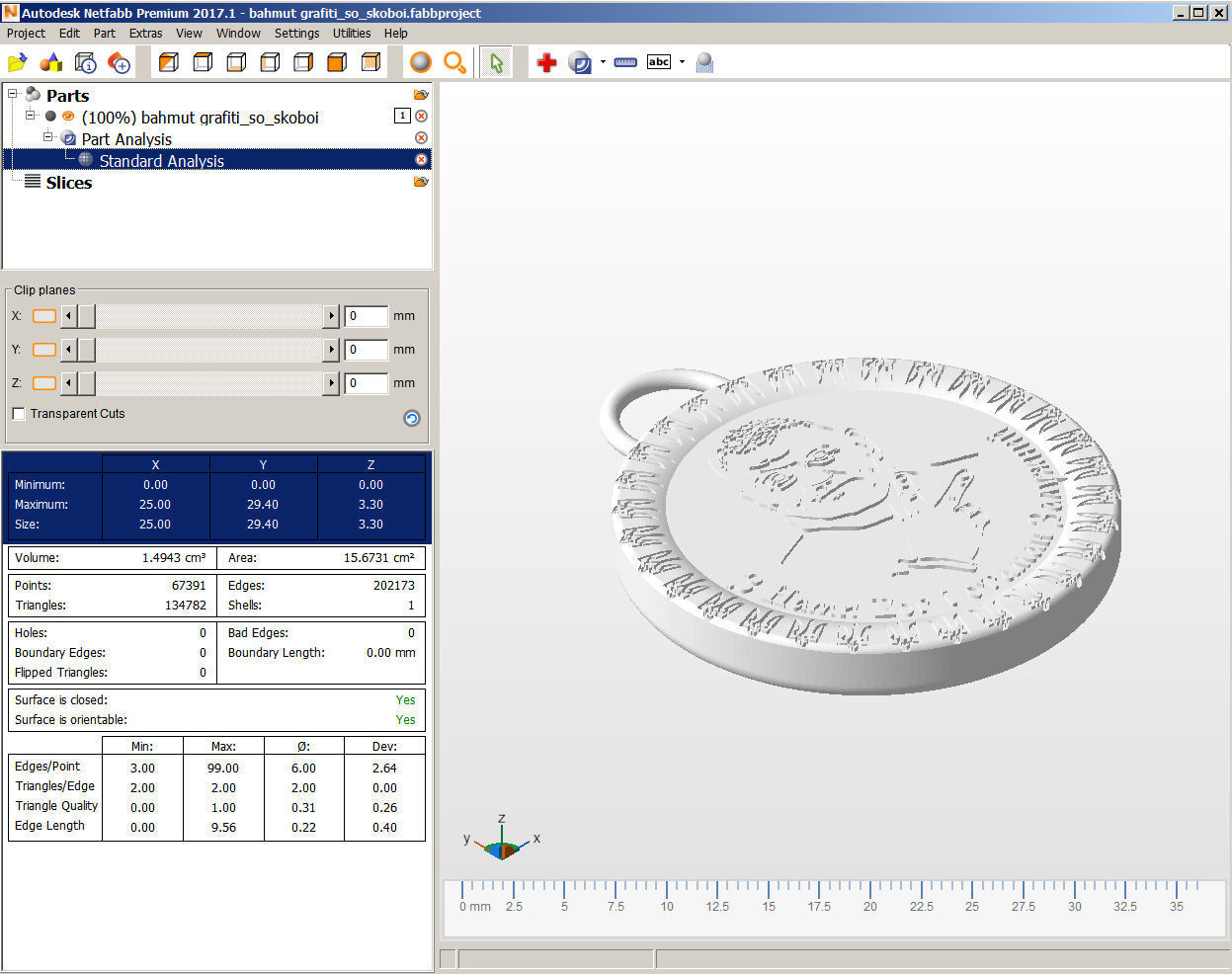 Zaluzhny Bahmuth graffiti pendant keychain souvenir 3D print model_10