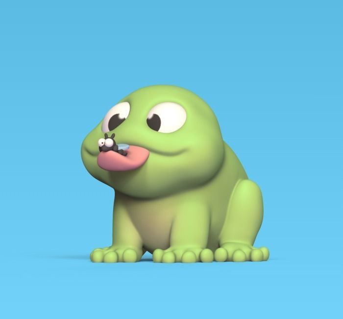 Frog Eating Mosquito 3D print model_1