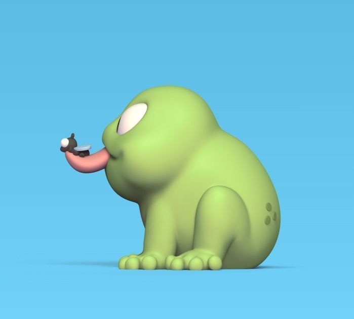 Frog Eating Mosquito 3D print model_2