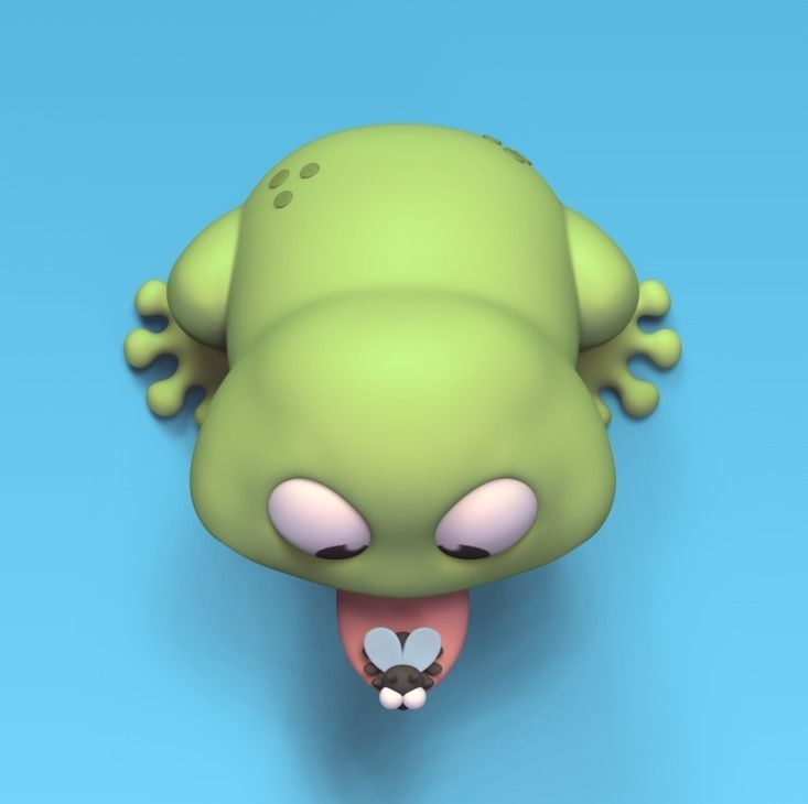 Frog Eating Mosquito 3D print model_4