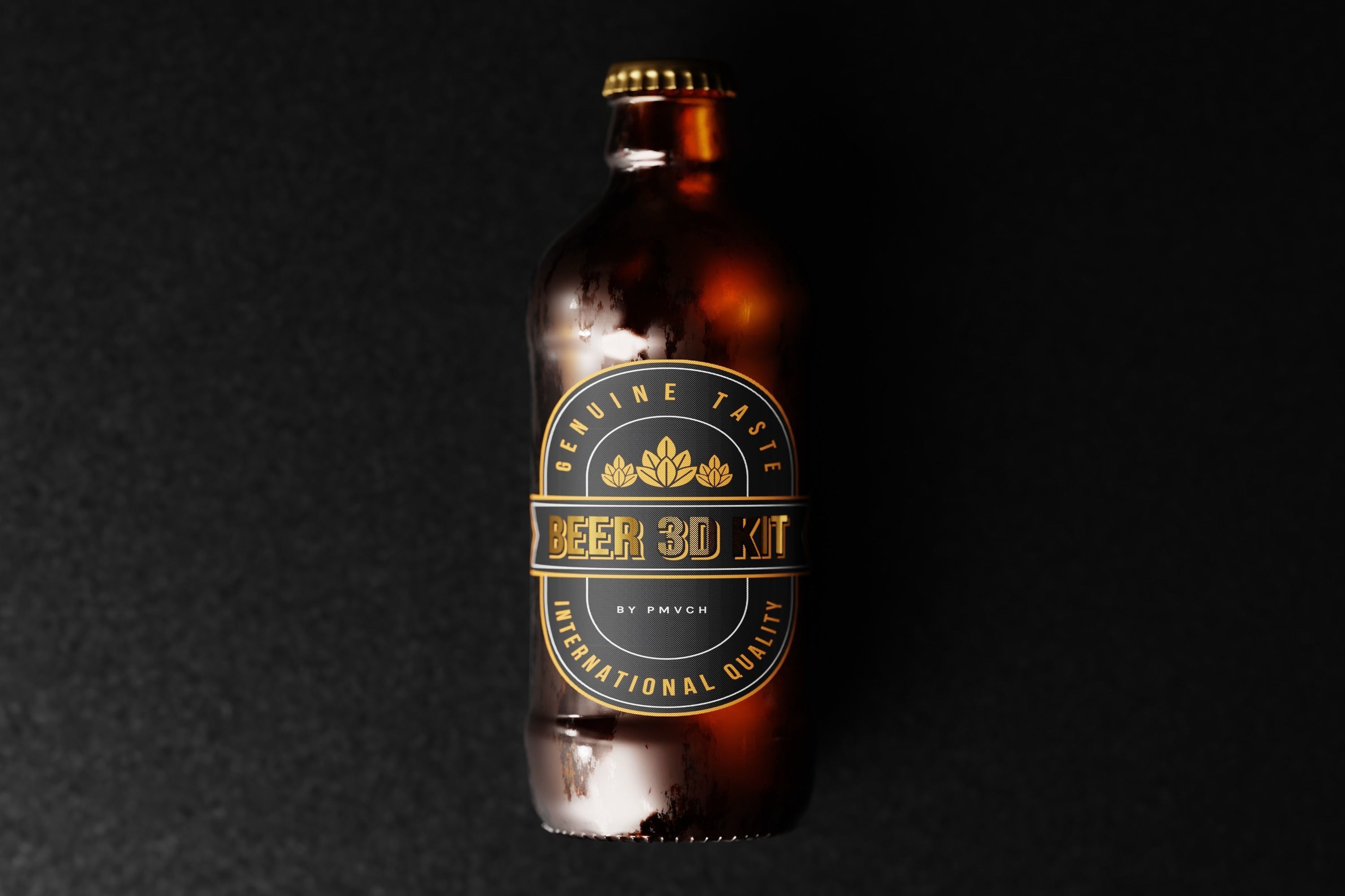 Stubby Beer Bottle Low-poly 3D model_7