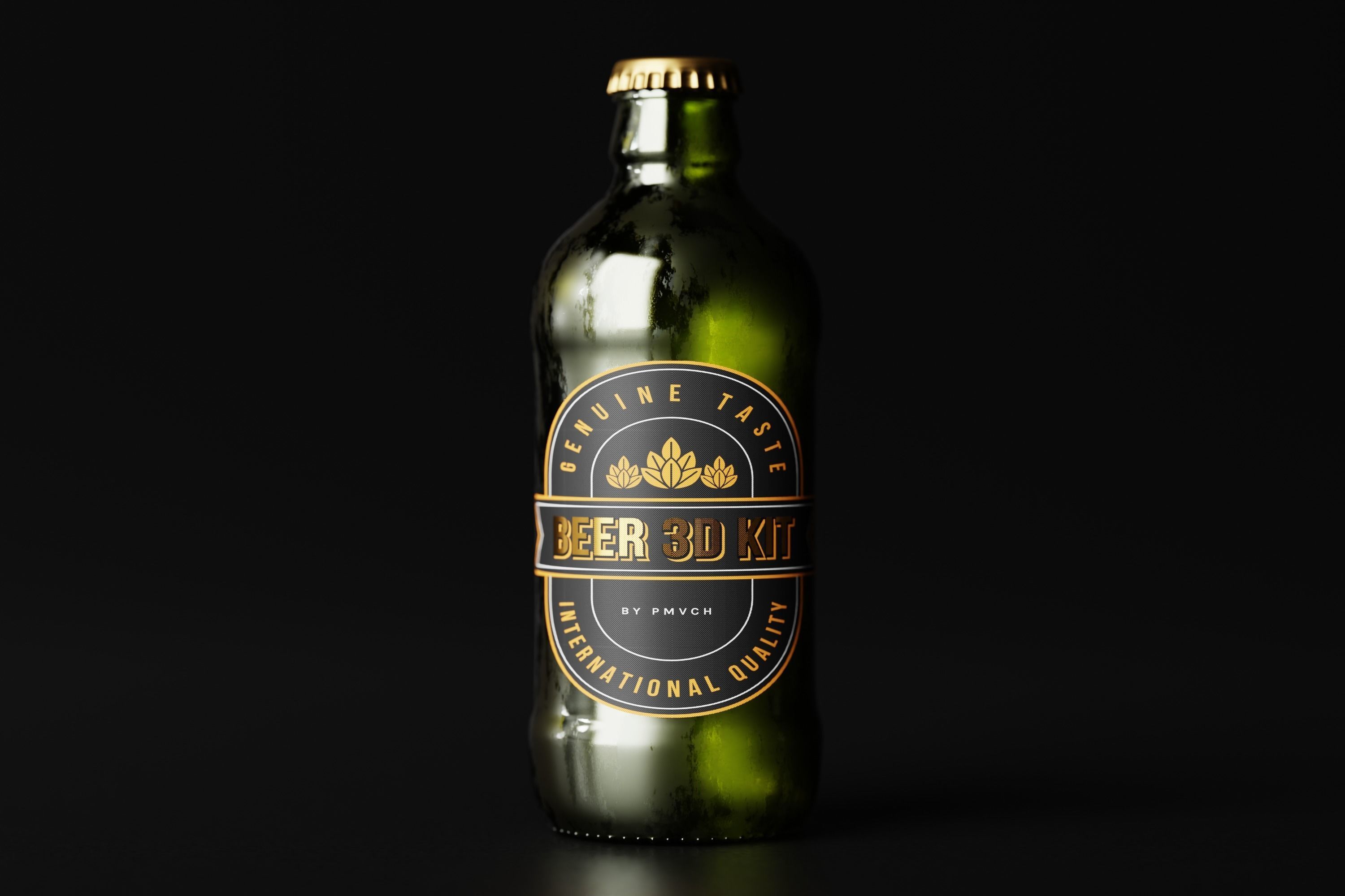 Stubby Beer Bottle Low-poly 3D model_12